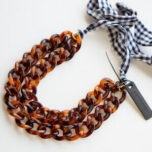 J. Crew Double Strand Lucite Tortoise Links Layered Statement Necklace